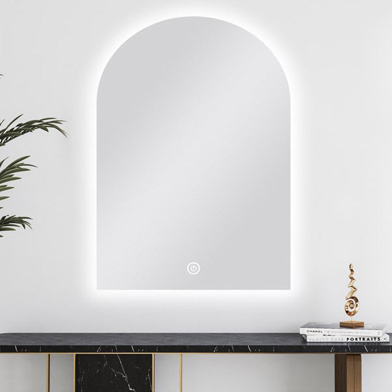 AQU Carysil Arch 3 Color Lighting Backlit LED Mirror Touch Sensor Switch Defogger Pad 600x900mm