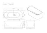 MUSEN Ultra-Thin Back-to-Wall Bathtub With Overflow (Gloss White) (1400/1500/1700mm)