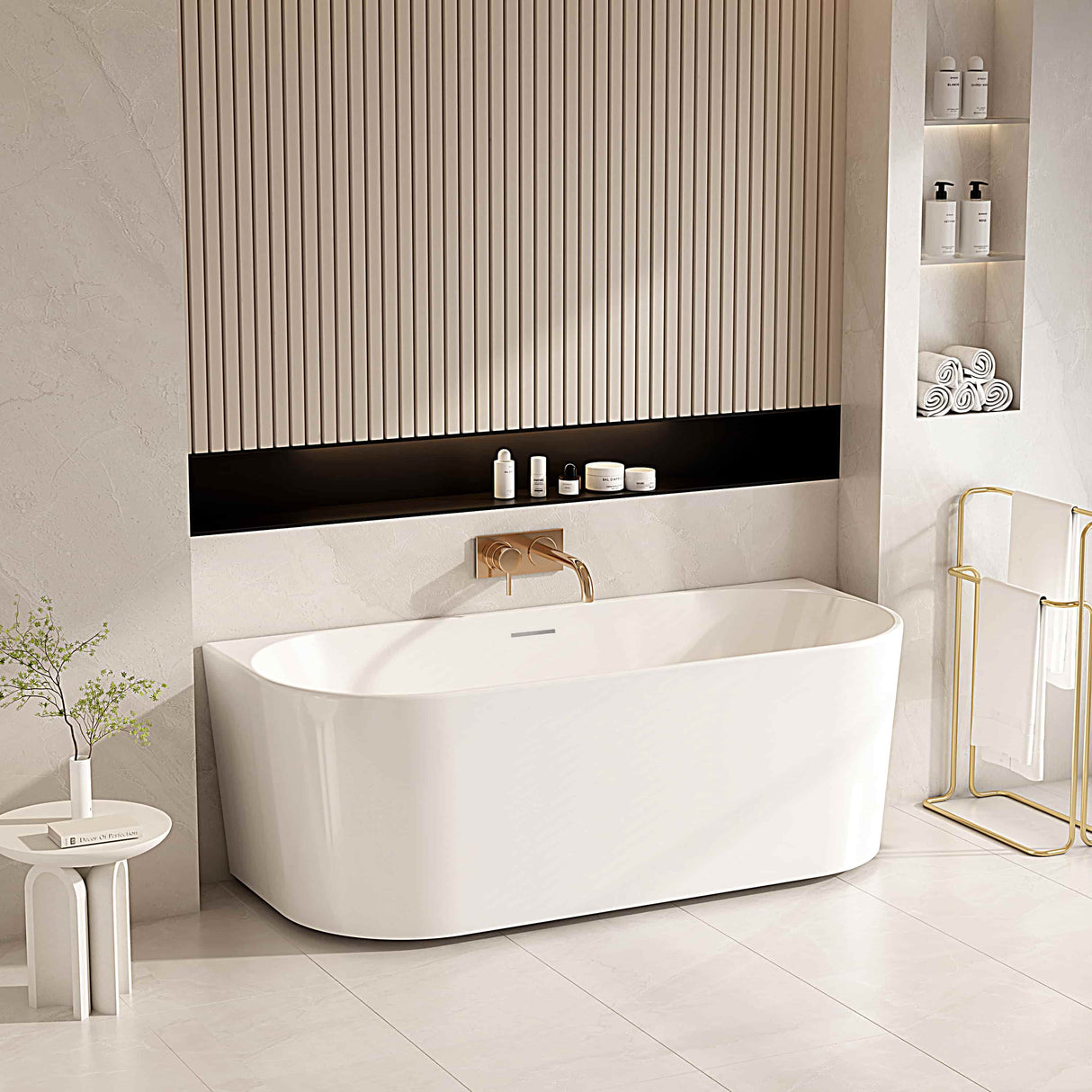 MUSEN Ultra-Thin Back-to-Wall Bathtub (Gloss White) (1400/1500/1700mm)