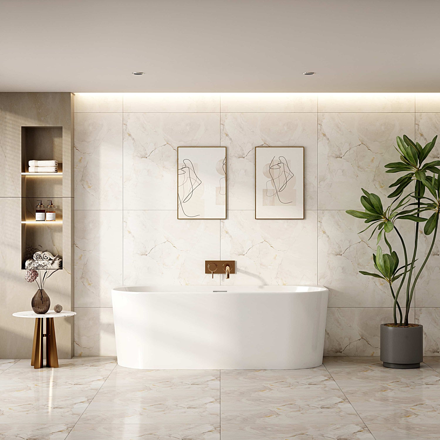 MUSEN Ultra-Thin Back-to-Wall Bathtub (Gloss White) (1400/1500/1700mm)