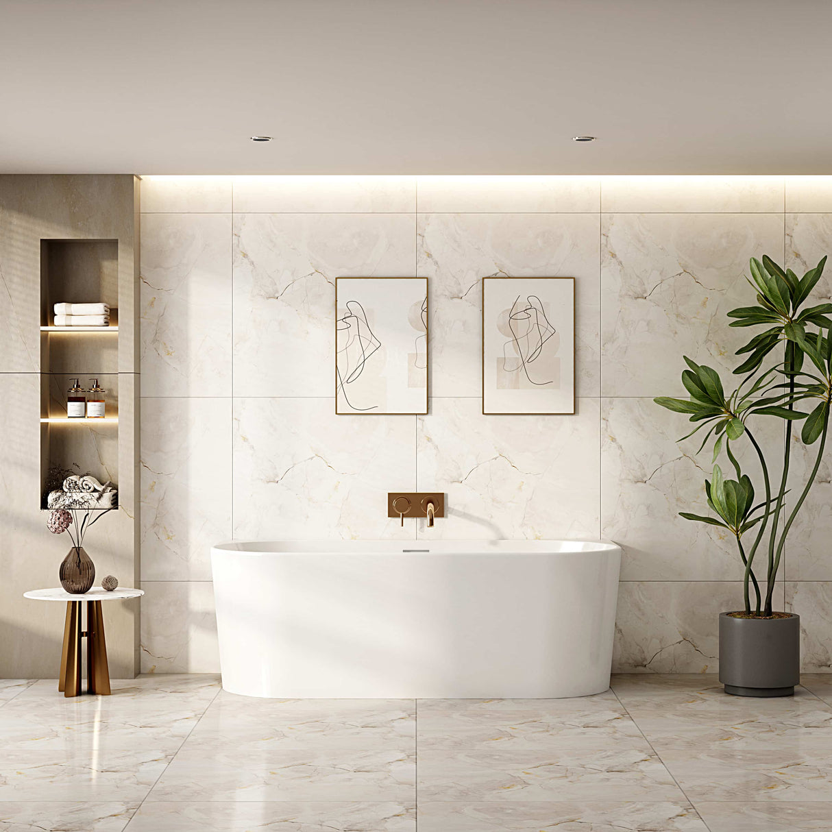MUSEN Ultra-Thin Back-to-Wall Bathtub (Gloss White) (1400/1500/1700mm)