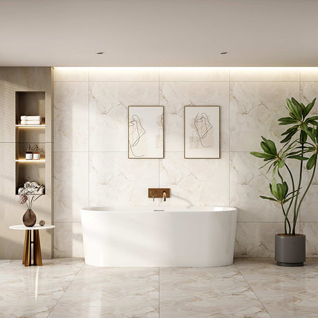 MUSEN Ultra-Thin Back-to-Wall Bathtub (Gloss White) (1400/1500/1700mm)