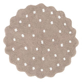 Mellow Round Scalloped Kids Rug Mushroom Beige