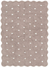 Mellow Rectangle Scalloped Kids Rug Mushroom Beige: New Arrival