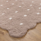 Mellow Rectangle Scalloped Kids Rug Mushroom Beige: New Arrival