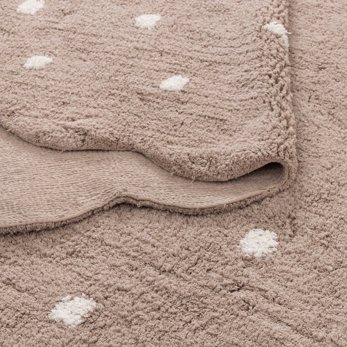 Mellow Round Scalloped Kids Rug Mushroom Beige