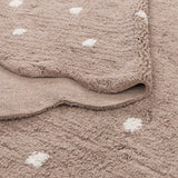 Mellow Round Scalloped Kids Rug Mushroom Beige
