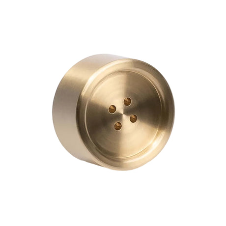 Manovella Brushed Brass Button Cabinet Knob - Bianca