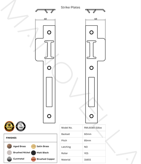 Manovella Entrance Roller Lock Kit - Charmian Pull