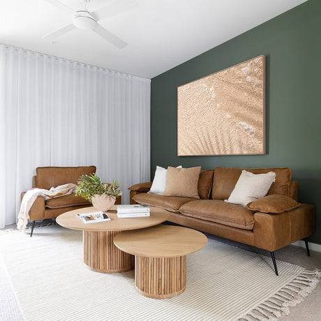 Marina Cognac Leather Sofa  - 1 Seat - 1.23m