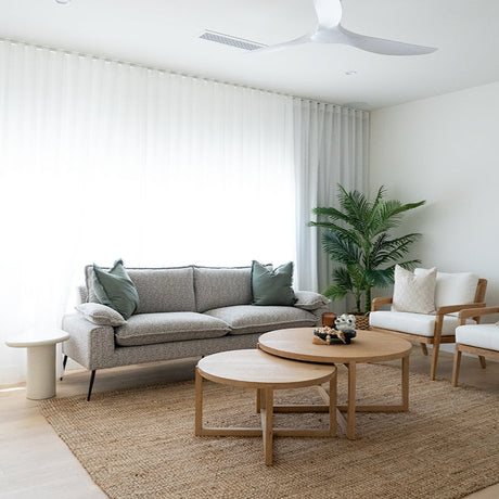 Marina Timber 3 Seater Sofa – Mottled Taupe 2.3m