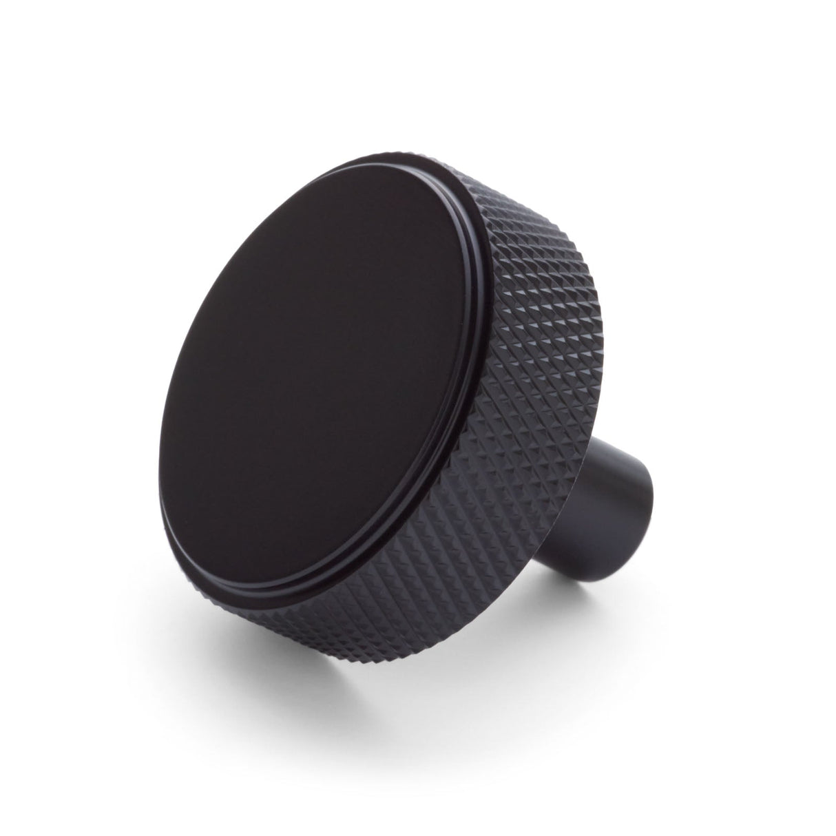 Manovella Matte Black Round Knurled Cabinet Knob - Octavia