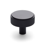 Manovella Matte Black Round Knurled Cabinet Knob - Octavia