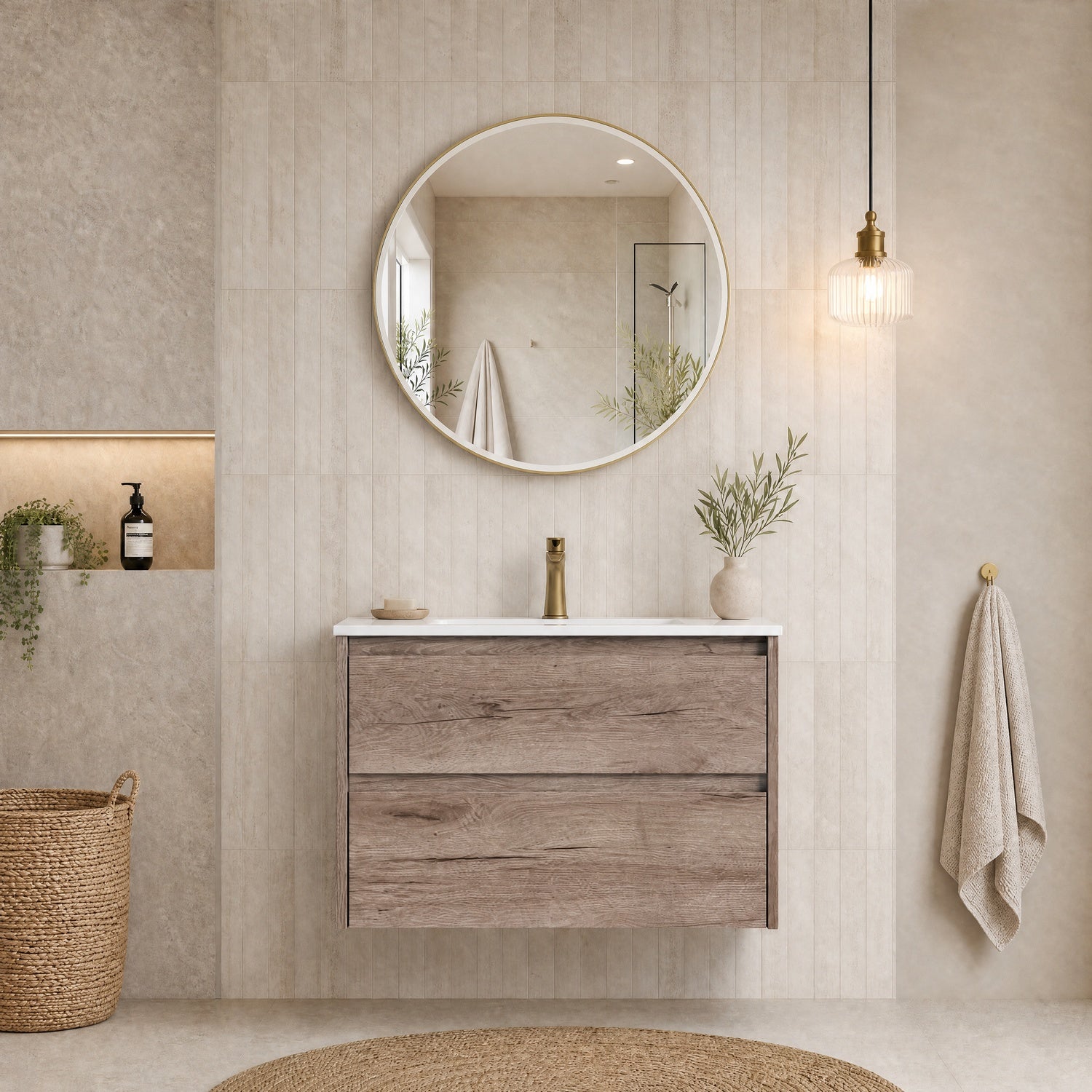 Max MDF Wall Hung Vanity Max Oak