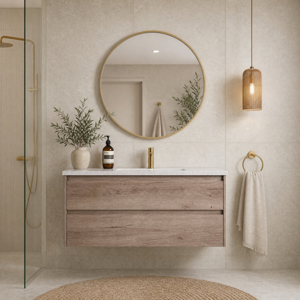 Max MDF Wall Hung Vanity Max Oak
