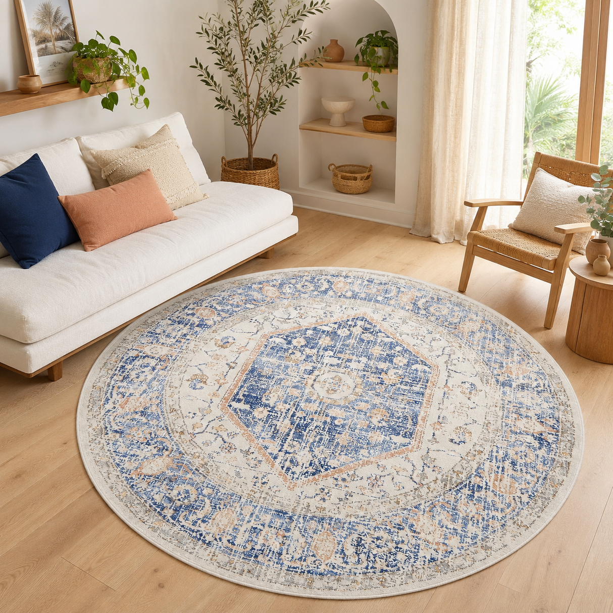Mayfair Lorissa Blue Round Rug