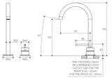 Meira Hob Basin Mixer Set 175 Curved Spout Brushed Gold Lead Free drawing