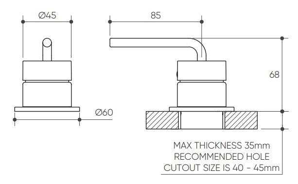 Meira Hob Mixer Lead Free drawing