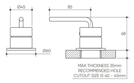 Meira Hob Mixer Lead Free drawing