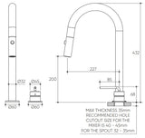 Meira Hob Pull Out Spray Sink Mixer Set 200 Curved Spout Lead Free drawing