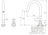 Meira Hob Sink Mixer Set 200 Curved Spout Lead Free drawing