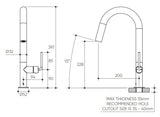 Meira Sink Mixer 200 Curved Spout Lead Free drawing