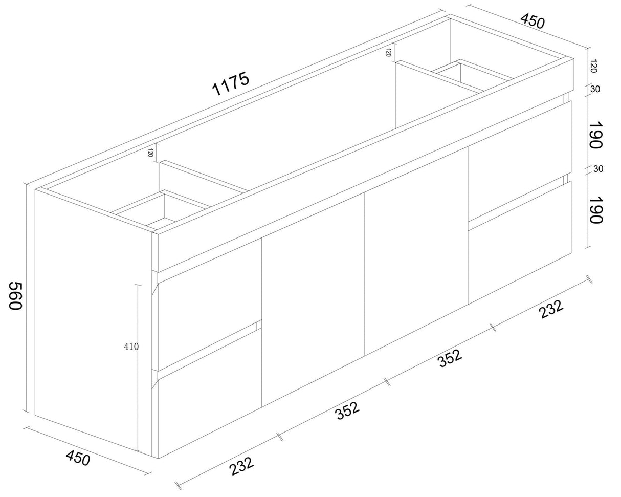 Mercio Bianca PVC Wall Hung Vanity Matte White (All Sizes) 1200 drawing 