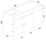 Mercio Bianca PVC Wall Hung Vanity Matte White (All Sizes) 900 drawing 1