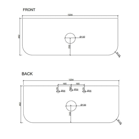 Mercio Rome Stone Top 1200mm-drawing