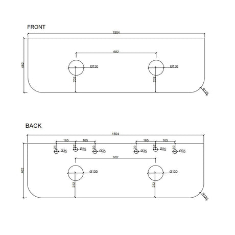 Mercio Rome Stone Top 1500mm-drawing