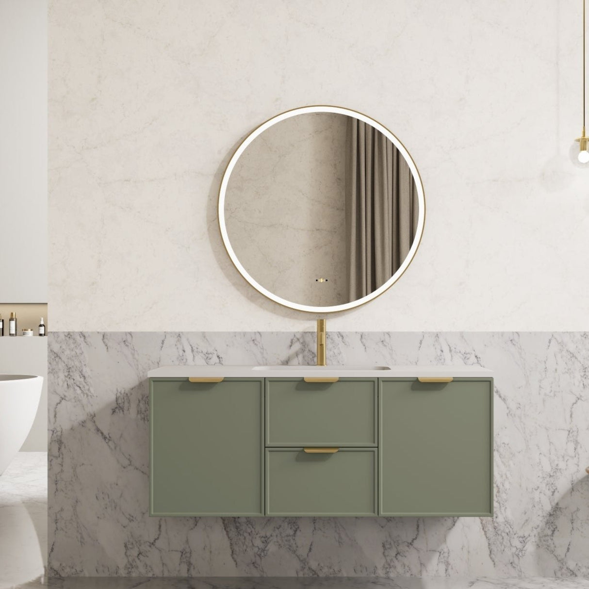 Miami Wall Hung PVC Cabinet 1200mm (Single Bowl/Double Bowl) (Olive Green)