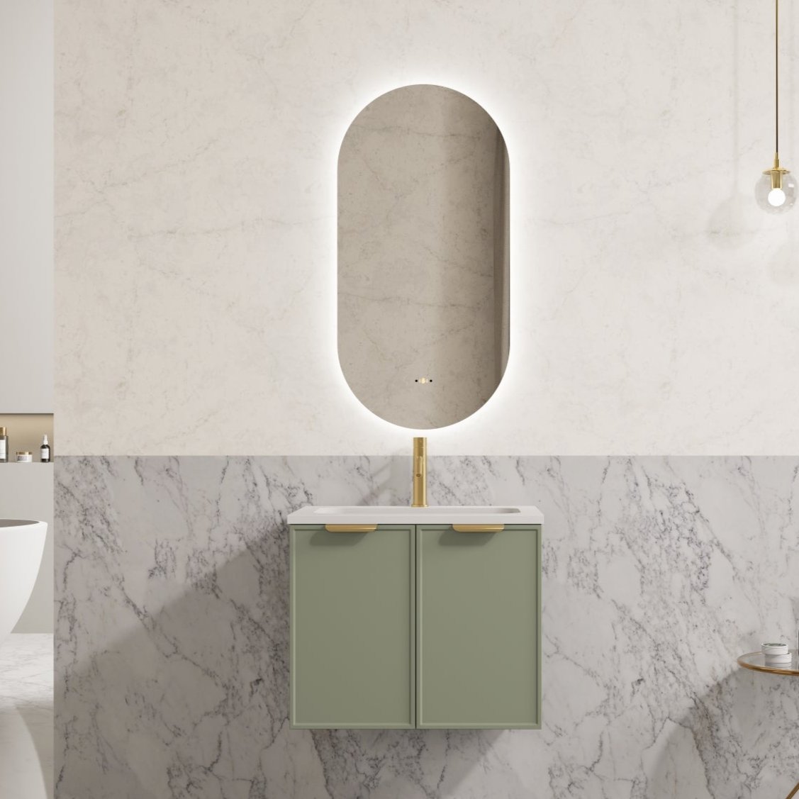 Miami Wall Hung PVC Cabinet 600mm (Olive Green)