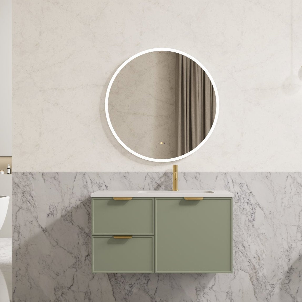 Miami Wall Hung PVC Cabinet 900mm (Olive Green)