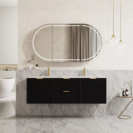 Miami Wall Hung PVC Cabinet 1500mm (Single/Double Bowl) (Matte Black)