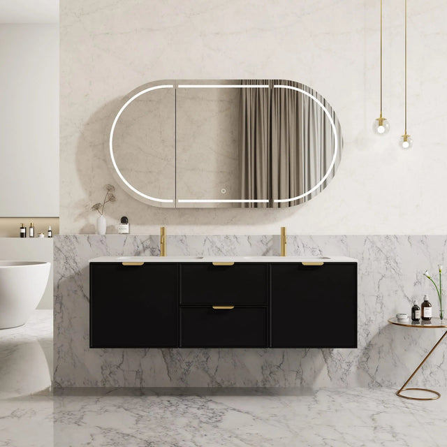 Miami Wall Hung PVC Cabinet 1500mm (Single/Double Bowl) (Matte Black)