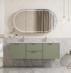 Miami Wall Hung PVC Cabinet 1500mm (Single/Double Bowl) (Olive Green)