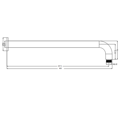 Mica Curved  Wall Shower Arm - 450mm