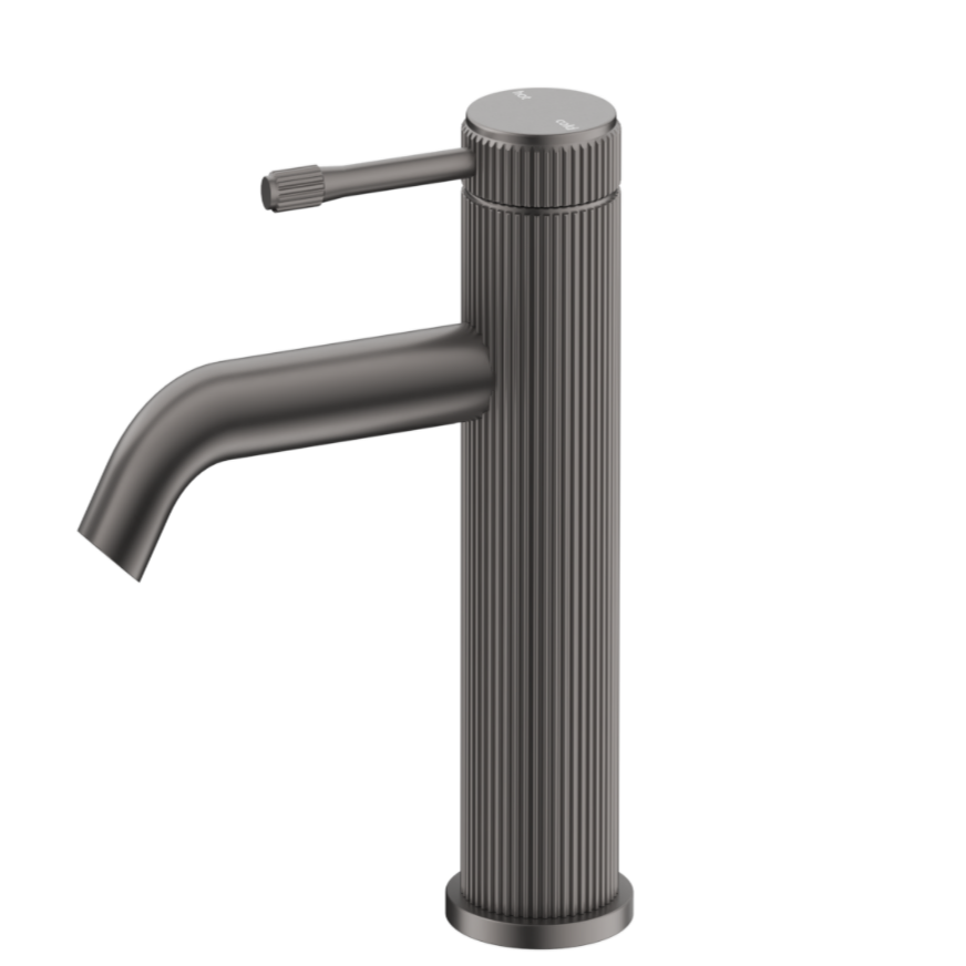 Mica Fluted Curved Spout Basin Mixer