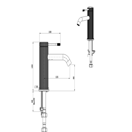 Mica Fluted Curved Spout Basin Mixer
