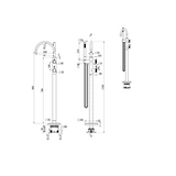 Mica Fluted Freestanding Mixer with Hand Shower - Bath Spout