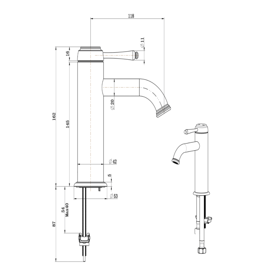 Mica Heritage Curved Spout Basin Mixer