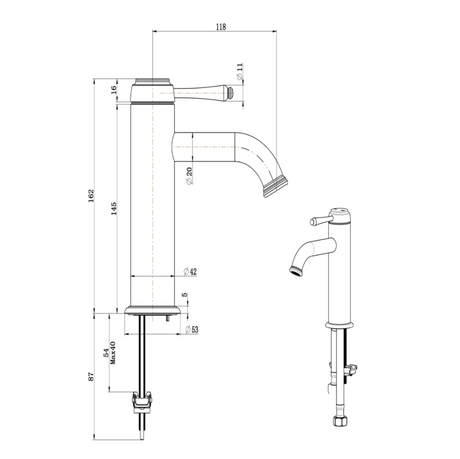 Mica Heritage Curved Spout Basin Mixer