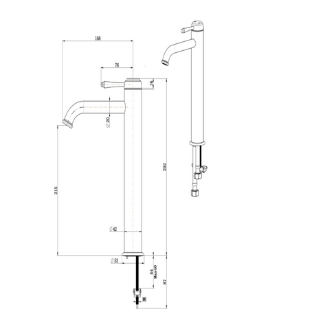 Mica Heritage Curved Spout Tall Basin Mixer