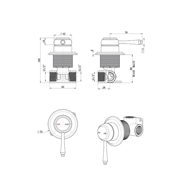 Mica Heritage Shower Mixer – TRIM KIT ONLY