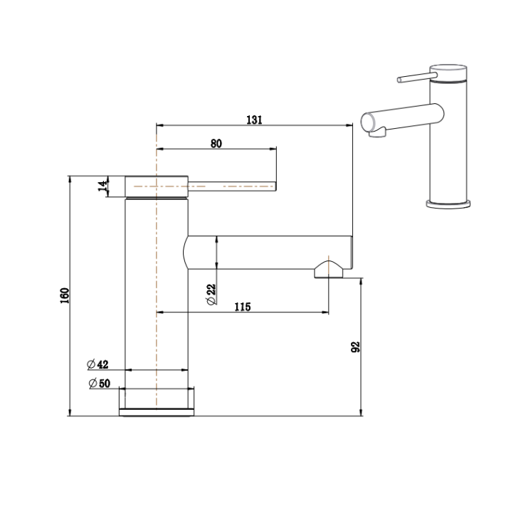 Mica Straight Spout Basin Mixer
