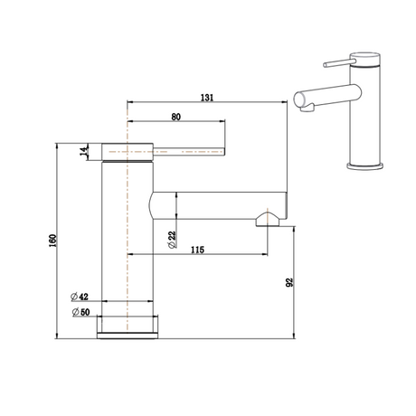 Mica Straight Spout Basin Mixer