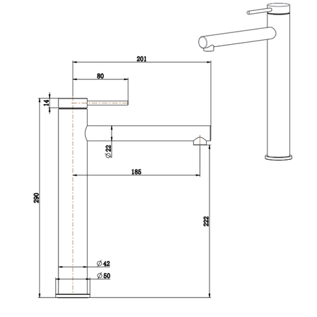 Mica Straight Spout Tall Basin Mixer
