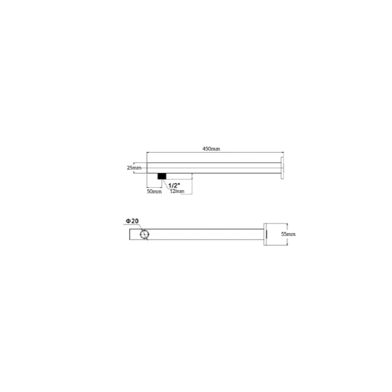 Mica Straight Wall Shower Arm - 450mm