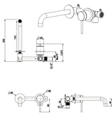Mica Wall-Spout Combo - 2P - TRIM KIT - Living Brass