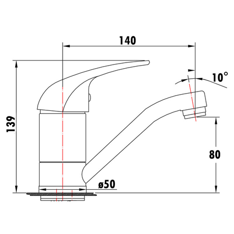 Mina II Swivel Basin Mixer Lead Free Drawing